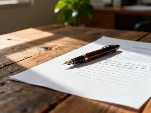 Czysta kartka papieru na podkładce z piórem na biurku, gotowa do wypisania profesjonalnego CV.